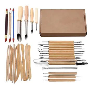 

31Pcs Arts Crafts Clay Sculpting Tools Set Carving Tool Kit Pottery & Ceramics Wooden Handle Modeling Clay Tools