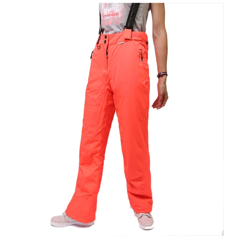 

Women Ski Pants Outdoor Sports High Quality Suspenders Trousers Red Color Windproof Waterproof Warm Snowboard Pants