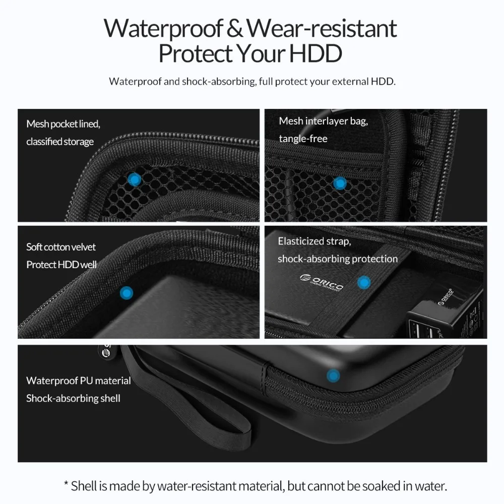 ORICO 2,5 дюймов защитный чехол для жесткого диска чехол для внешнего портативного HDD SSD U Disk power Bank