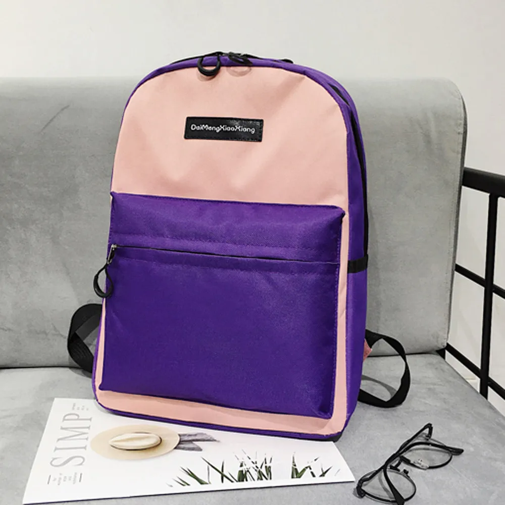 

Couple Schoolbag Travel Hiking Bag Color Block Backpack Collection Luminous Bag