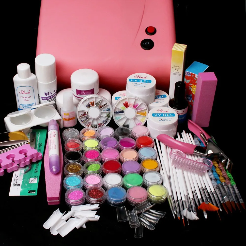 Nic 116 Free Shipping Pro 36w Uv Dryer Acrylic Nail Art Set Acrylic