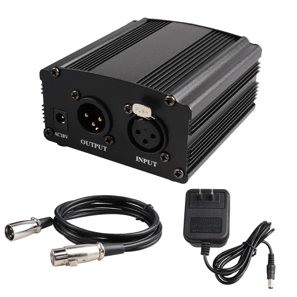 

Dedicated Capacitance Recording Condenser Microphones 48V Phantom Power Supply with Adapter + 1.9m XLR 3 Pin Microphone Cable