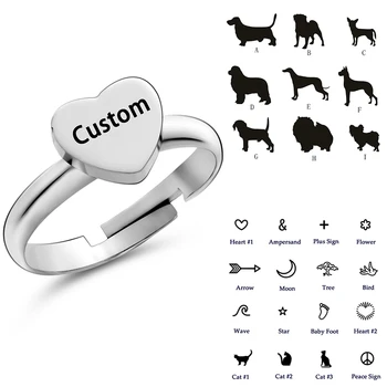 

Rinhoo Stainless Steel Personalized Rings Letter Pictures Customized Ring New Arrival Gold Rose Gold Love Women Jewelry