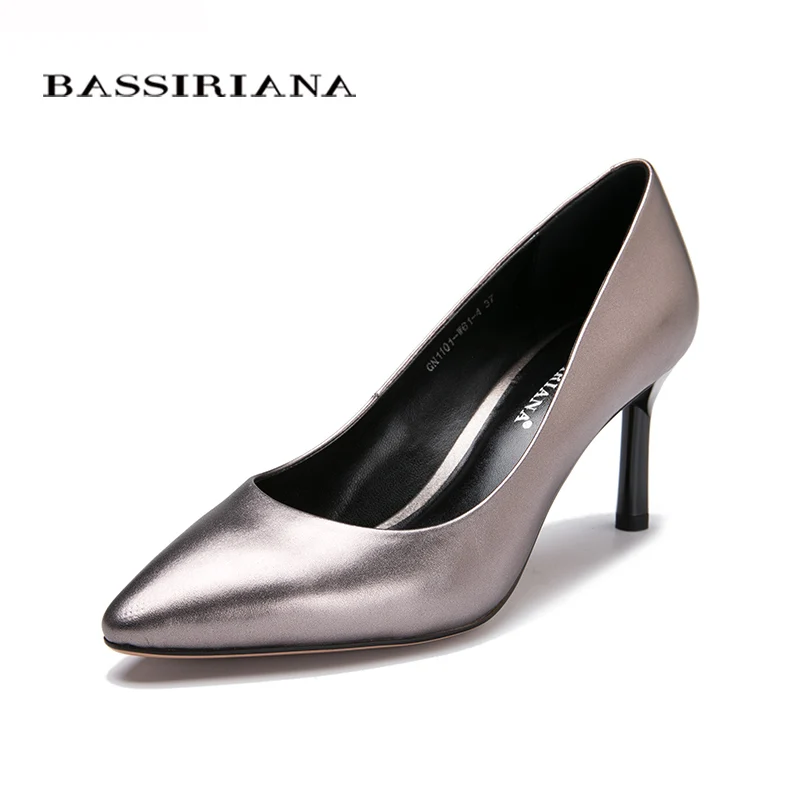 Shoes 2017 New high heels pumps for woman Basic model Office&Career Pointed Toe Genuine leather 35-40 Free shipping BASSIRIANA Shoes 2017 New high heels pumps for woman Basic model Office&Career Pointed Toe Genuine leather 35-40 Free shipping BASSIRIANA