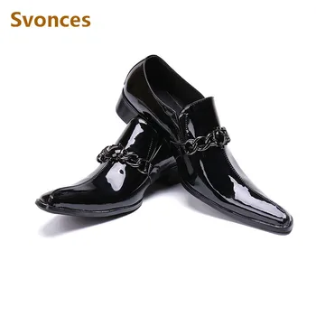 

Fashion Mens Shoes Dressing Luxury Crystal Patent Leather Design Pointed Toe Party Brand Shoes Man Black White Zapatillas Hombre