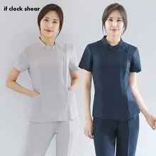 Облегающий комбинезон для салона красоты, косметолога, рабочая одежда для музейного здоровья, спа-костюм, женский элегантный качественный топ+ штаны, комплект