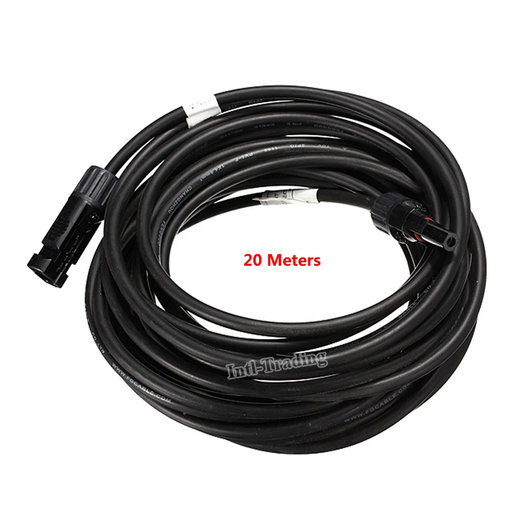20m/roll 12AWG 4mm2 Black Solar Extension Cable UV Ozone resistant Solar Wire &1 Pair M/F MC4