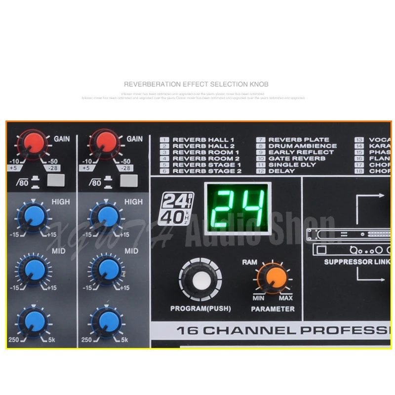 16 Channel Audio Mixer 24-Bit DSP Digital Reverb