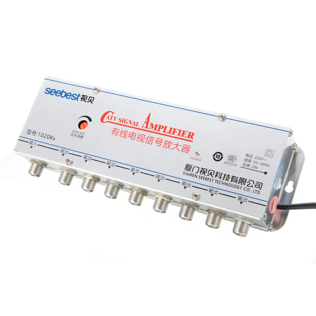 

AC 220V 50Hz 8 Way CATV Signal Amplifier 1-in-8 out CATV TV VCR Antenna Signal Amplifier Booster Splitter 20dB Mayitr