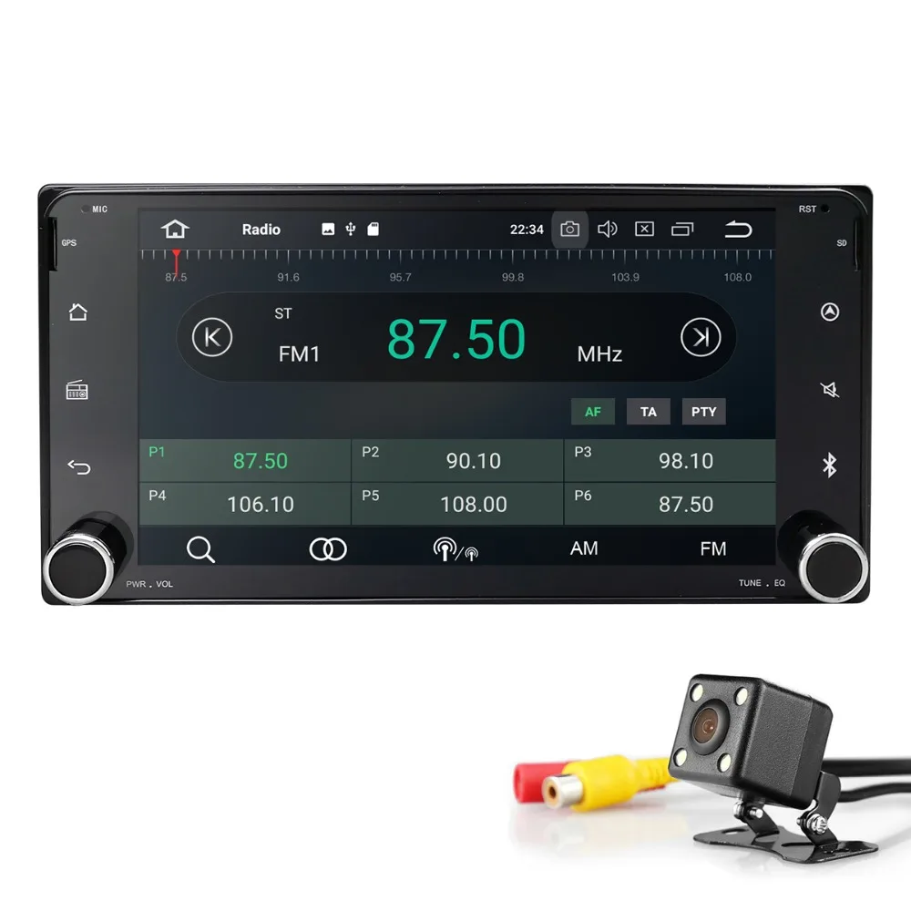 Perfect 7"2Din Octa-Core Android8.0 Car Stereo Radio for Toyota Hilux Corolla Camry Prado FJ HIACE Mirror Link WIFI 4G DVD Player+Camera 2