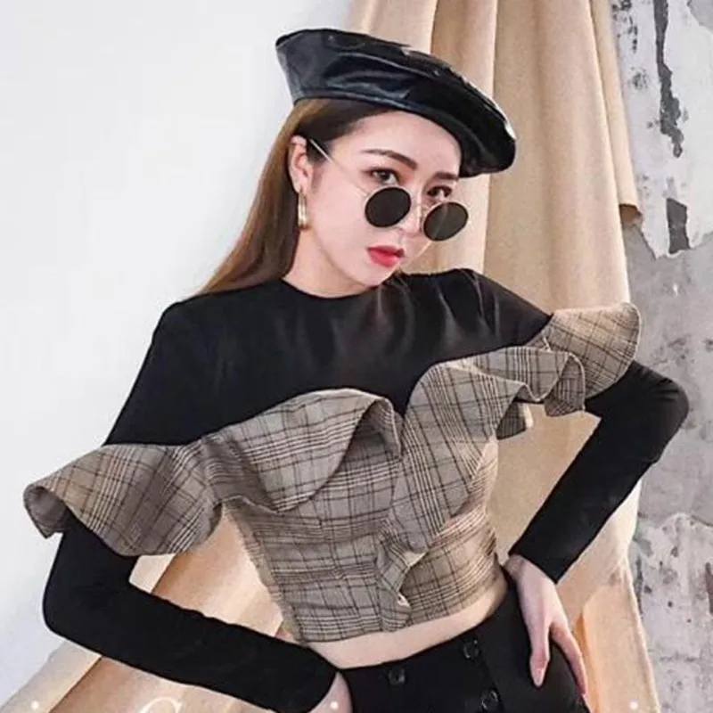 TWOTWINSTYLE поддельные женские футболки из двух частей с длинными рукавами в стиле