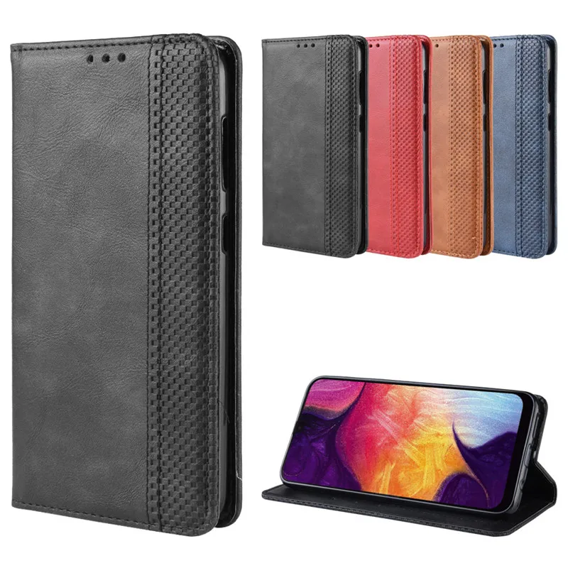 

For Samsung Galaxy A50 A30 A10 A70 A40 Case Vintage Style PU Leather Wallet Flip Case for Samsung SM-A505 A305F A105 A70 Cover