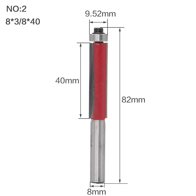 1 шт. 8 мм хвостовик заподлицо фрезы с верхним подшипником карбида прямые фрезы Деревообрабатывающие инструменты дешевая цена - Длина режущей кромки: NO2