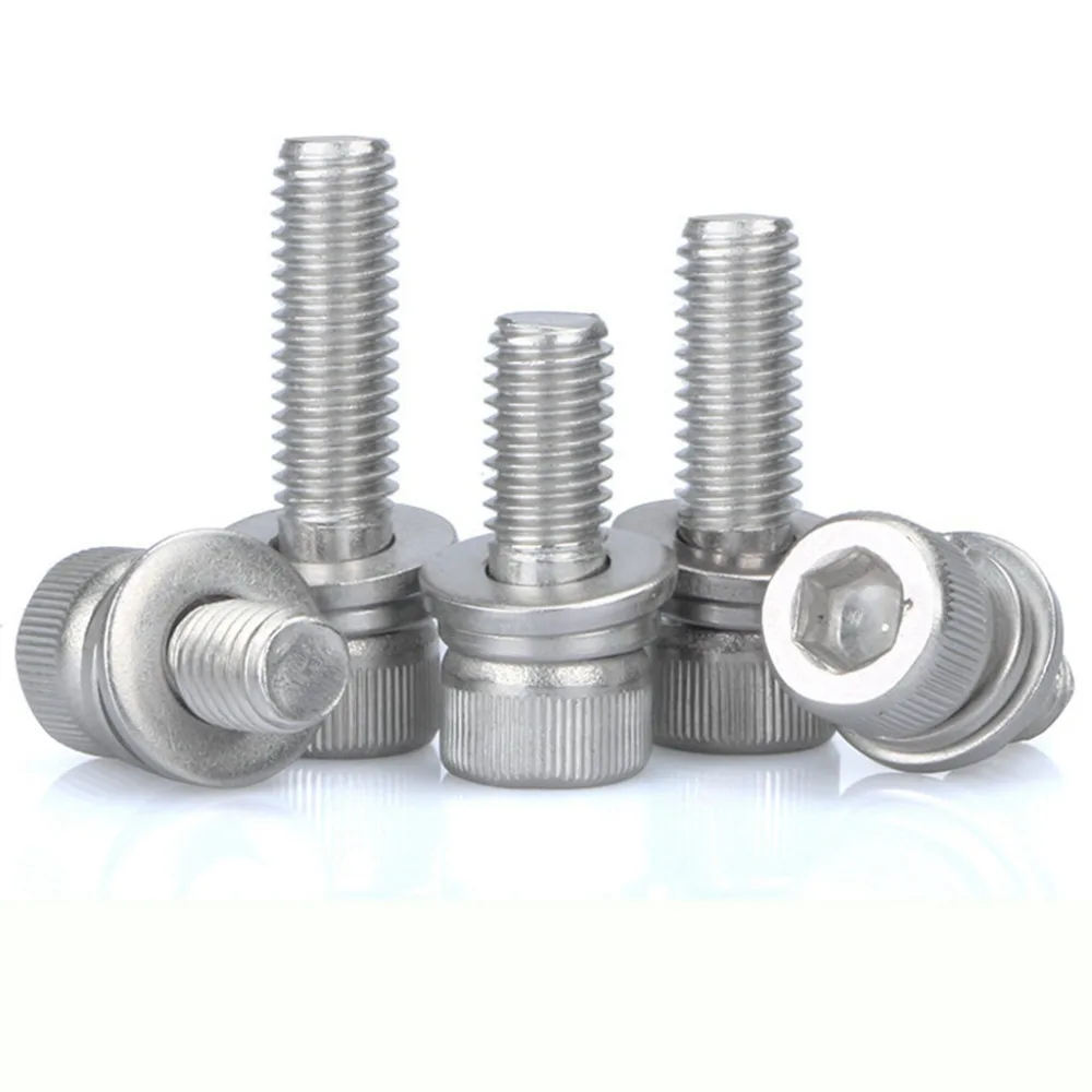 

304 Stainless Steel Combination Bolt With Cushion Machine Tooth Hexagonal Screw