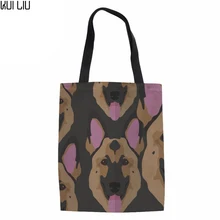 Многоразовые сумки для покупок складные женские немецкие овчарки печатные большие сумки дамская модная сумка через плечо для женской упаковки