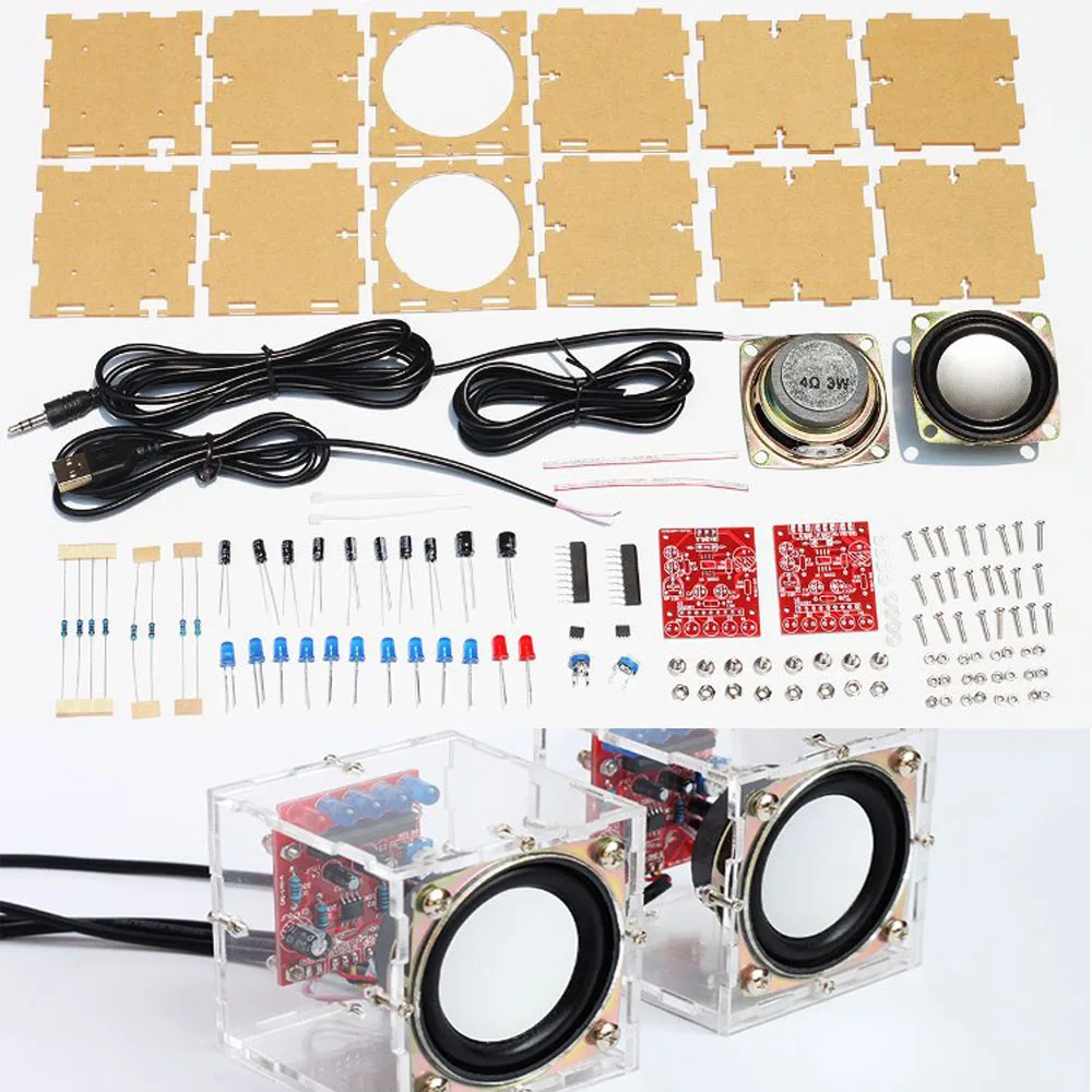 Skup Diy elektroniczny zestaw głośników 3W z przezroczysta powłoka 2.36 cala 1 minikomputer elektronika audio diy kit