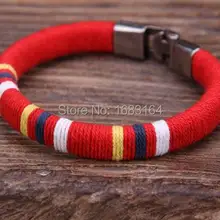 G94 красный Серфер молодой классический хлопковый шарф кожаный жесткий Браслет-манжета мужской