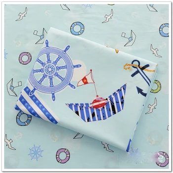 

Pure cotton twill fabric Printed Blue Sea