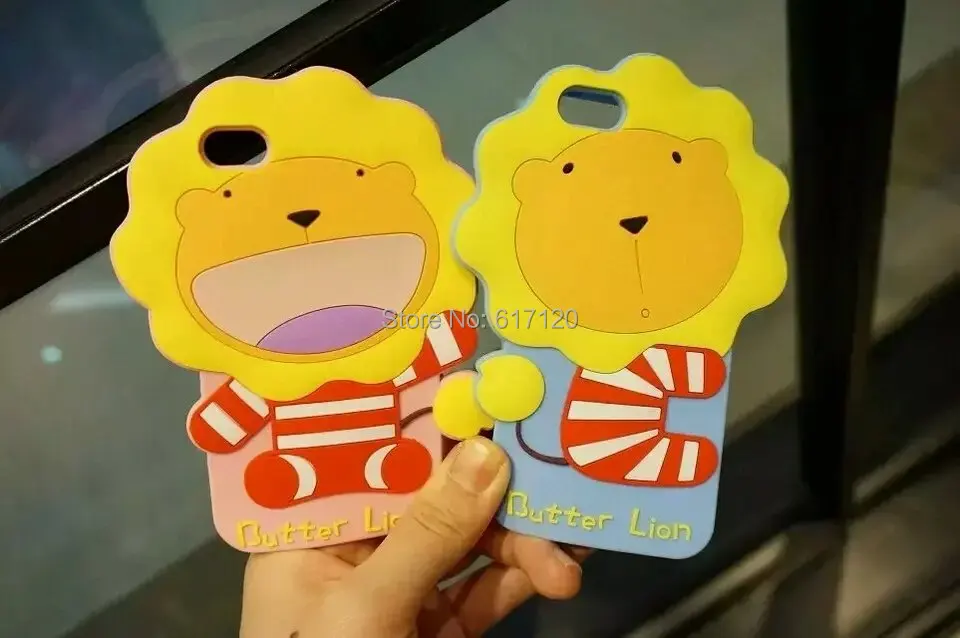 Newest 3D Cute Lovely Butter Lion Phone Case Cover for iPhone 6plus 6 5g 5s 4.7 5.5inch Cartoon Silicon Cell |