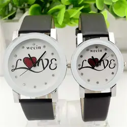 Wecin Новая модная пара часы пару студентов простая обувь для мужчин и женщин смотреть пояса Алмаз кварцевые часы