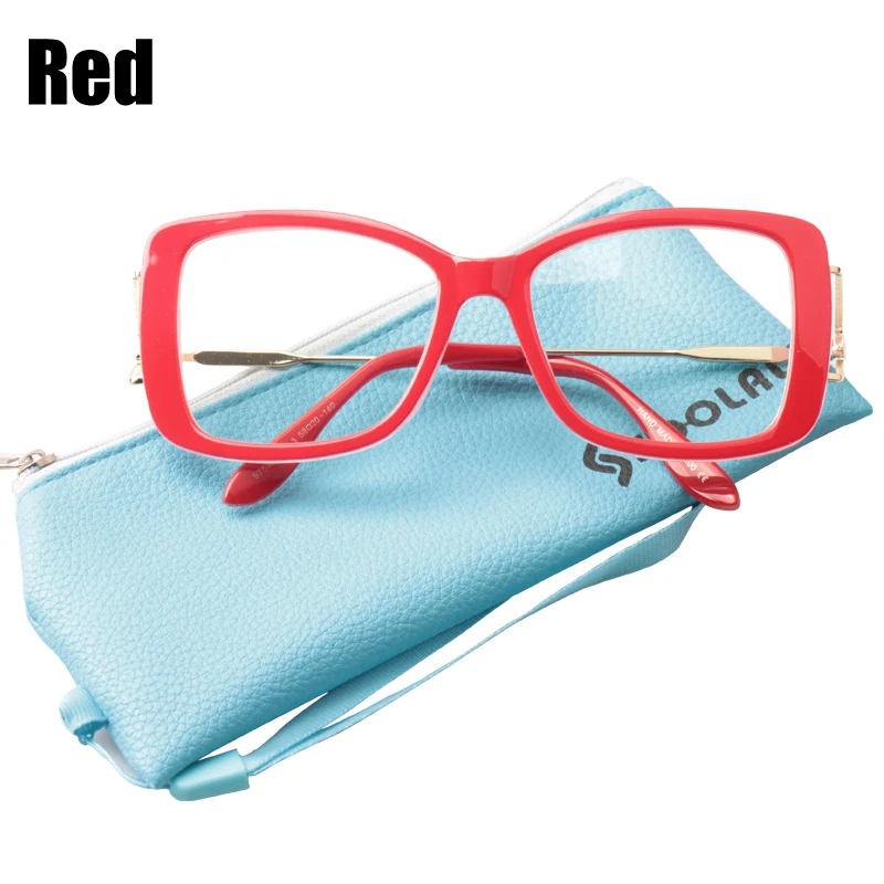 SOOLALA Eye glass es большая рамка квадратные женские s мужские модные оправы для очков прозрачные линзы компьютерное стекло для женщин - Цвет оправы: Red