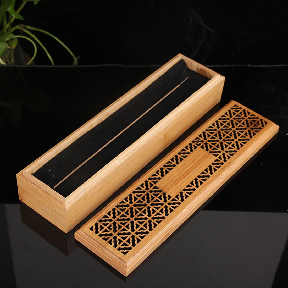 Bamboo Incense Burner Holder Incense Stick Box Hollow Aromatherapy Box Incensario Censer Home