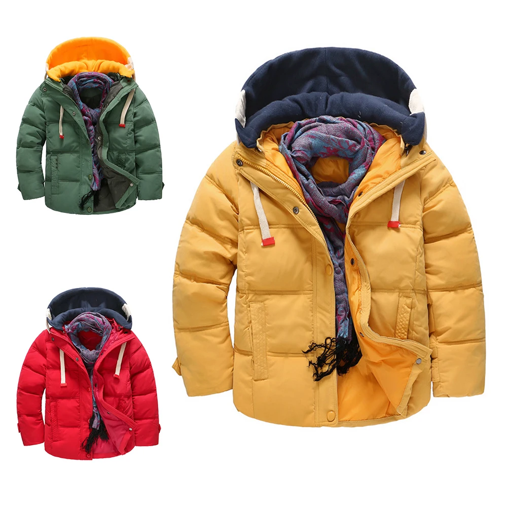 

5T-13T Snowsuit White Down Jacket For Boys Parkas Winter Clothing Cheap Children Coat Kids Casual Warm Hooded Warm Outerwear