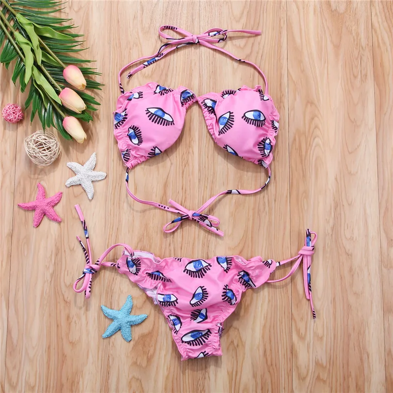 

Bikini 2018 Sexy Women Bandage Low Waisted Eye Cactus Bikini Set Push-up Padded Bra Swimsuit Bathing Suit Swimwear 2Pcs