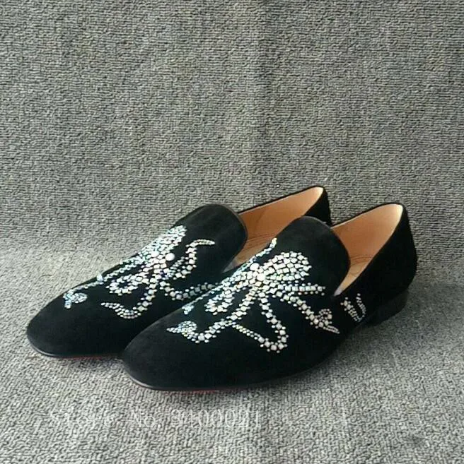 

New Brand Zapatos De Mujer Octopus Embroidery Men Loafers Flats Smoking Suede sapato feminino Dress Shoes Slip On