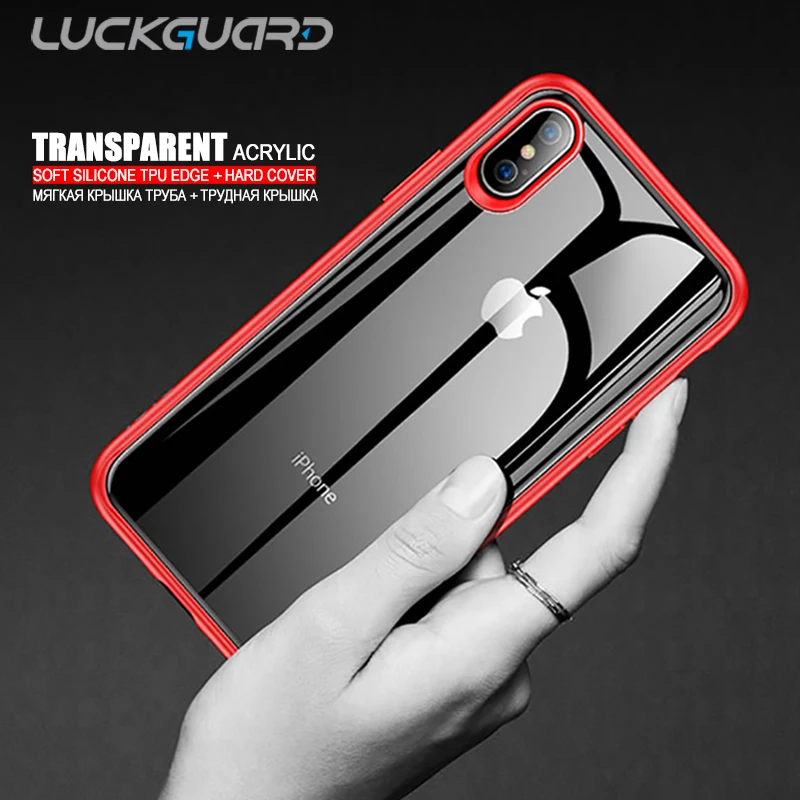

LuckGuard For iPhone XS Max XR X 10 Case Cover Full Protective Slim TPU & Acrylic Transparent Cases For iPhone 6s 6 7 8 Plus X