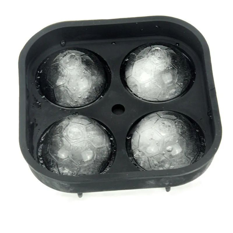 4 Cell Silicone Ice Football Soccer Mold Ice Cube Ball Tray Whiskey Ice