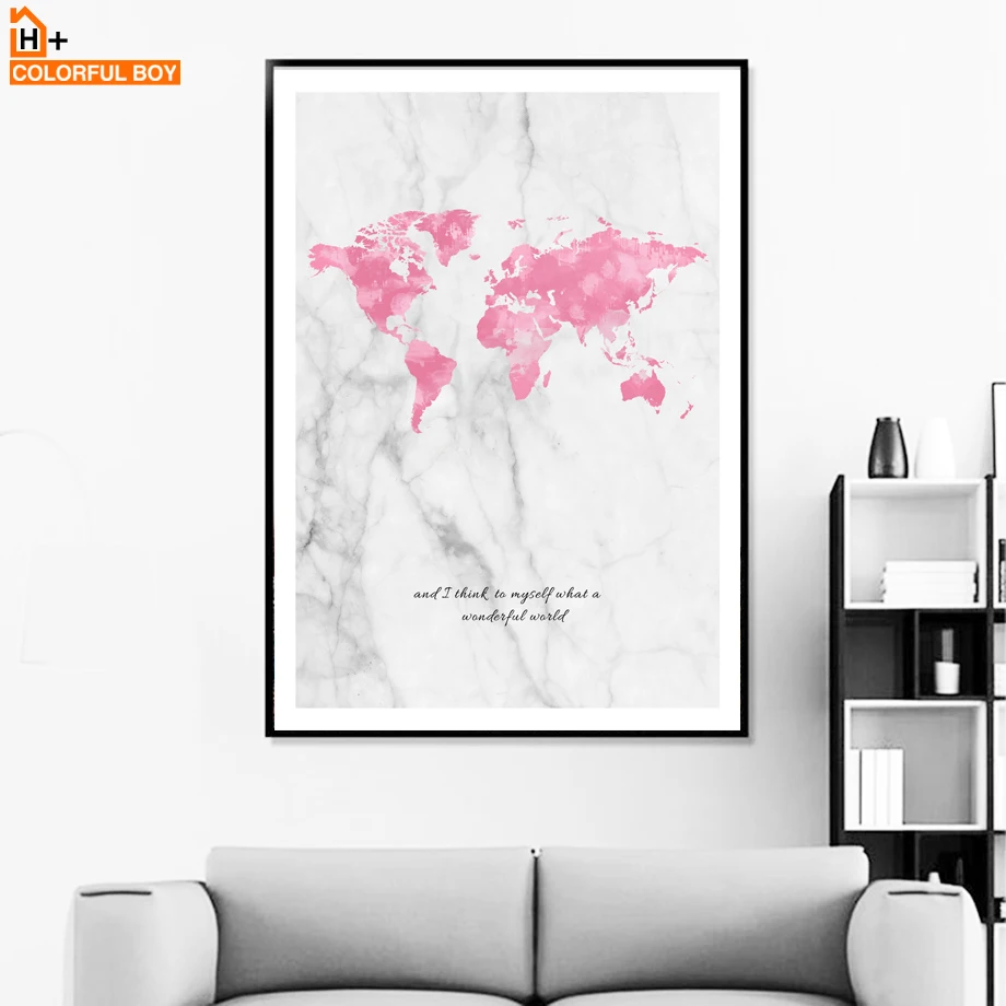 

COLORFULBOY Wall Art Print Canvas Painting Watercolor World Map Nordic Posters And Prints Wall Pictures For Living Room Decor