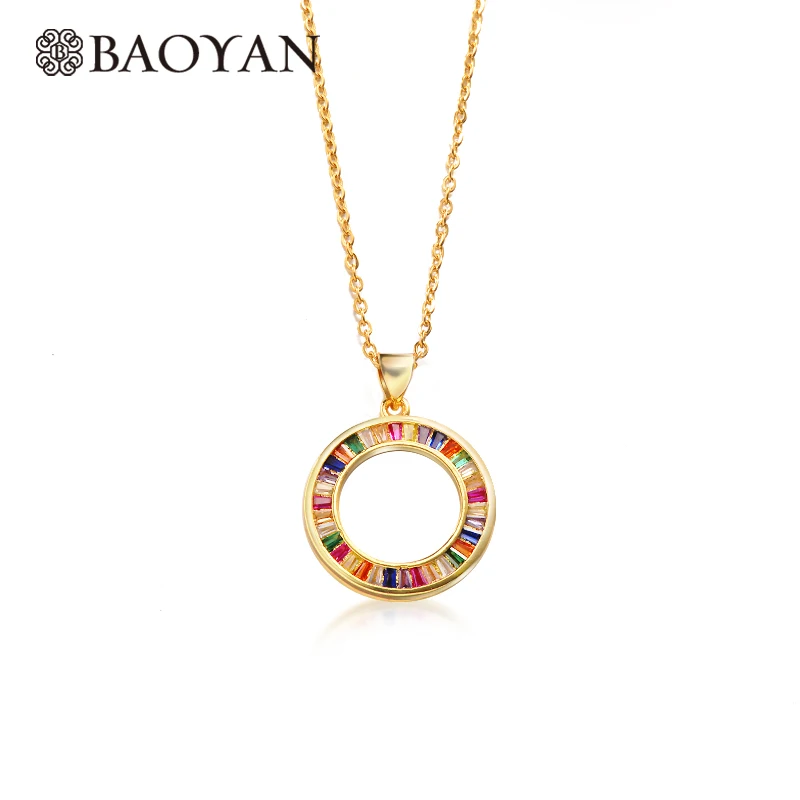 

BAOYAN Round Crystal Pendant Necklace Women 2019 Copper Alloy Chain Women Bff Best Friend Pendant Gift For Lover Fashion Jewelry