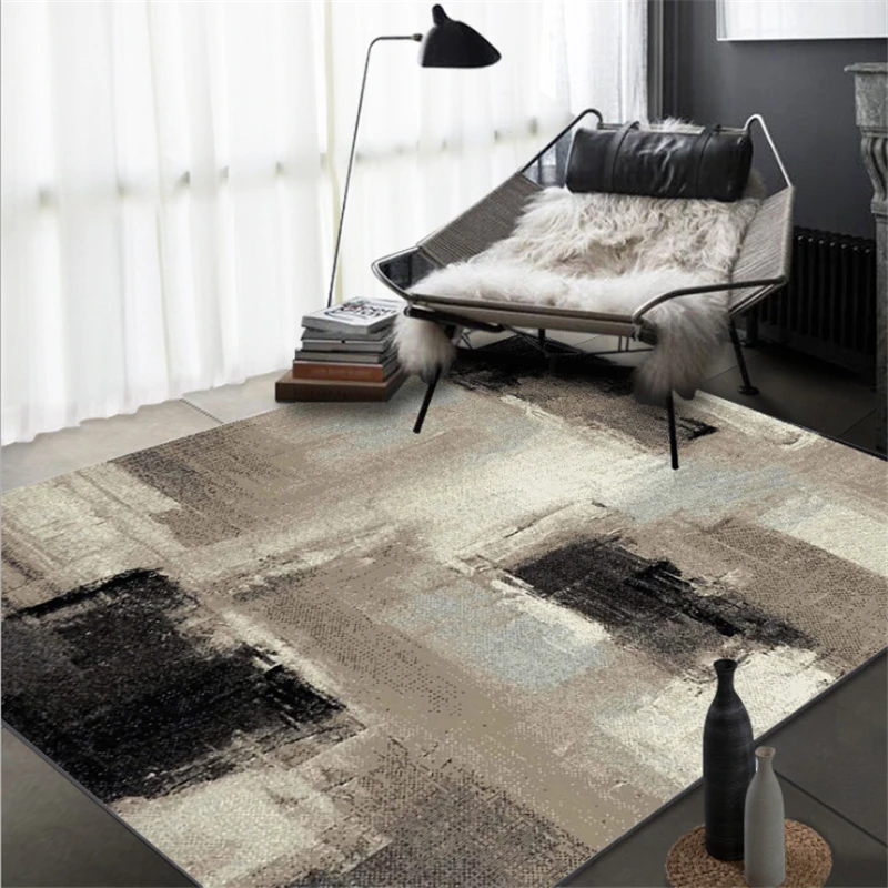 

Carpets for Living Room Nordic Fashion Abstract Gray Black Crystal Velvet Carpet Sofa Coffee Table Mat Large Size Carpet