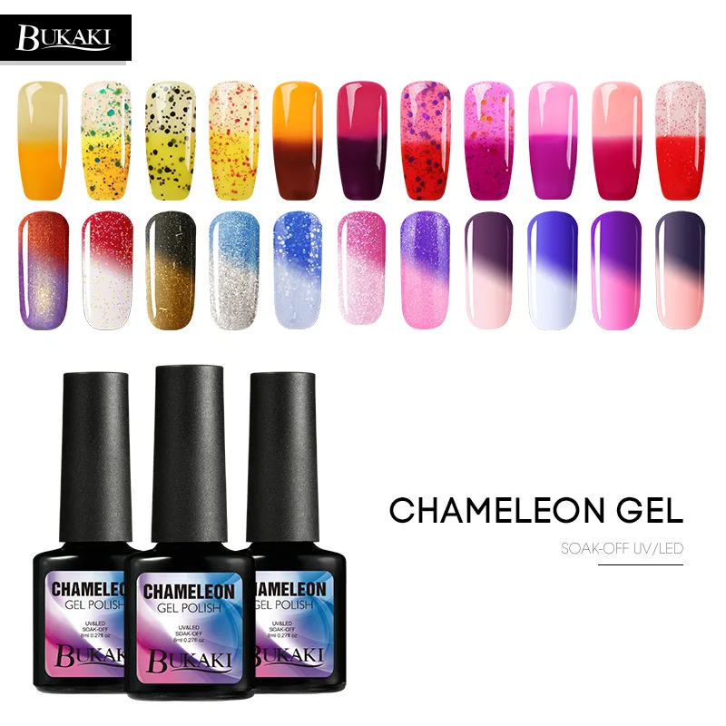

BUKAKI Temperature Change Nail Polish UV LED Nail Lamp Nail Gel Polish Soak Off Color Changing Gel Lacquer Thermo Nail Varnish