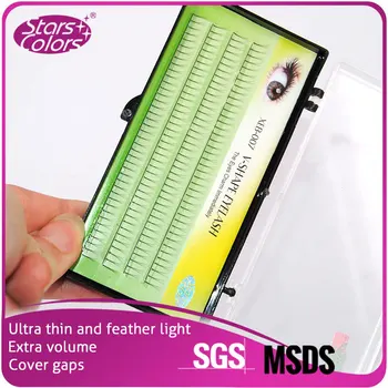 

Free Shipping 10 trays 2 flares Eyelash 4 lines V shape 2D cover gaps Natural false Curl C Eye lash make up extenions