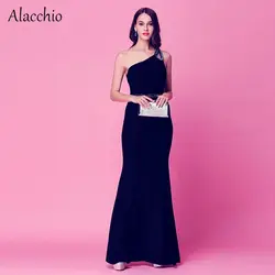 Alacchio 2018 пикантные Длинные Черный bodycon одно плечо вечерние платья женские платья Элегантное платье Для свадебной вечеринки церемонии