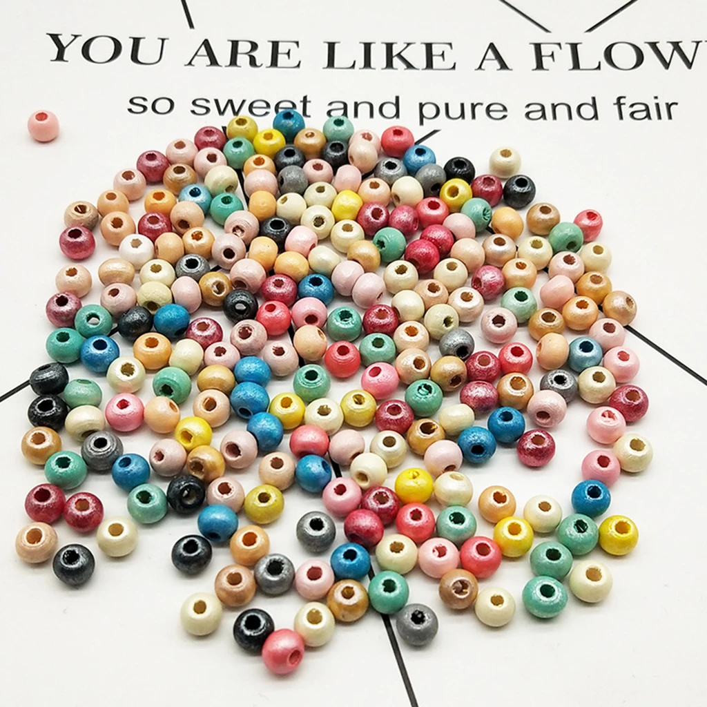 1 Pack Pearly Luster Surface Wooden Spacer Beads Loose Beads Crafts Supply Kids Toys Supply Kids Necklace Bracelets Accessory