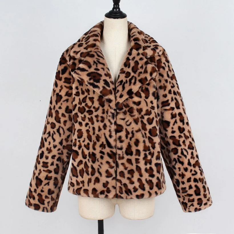 Осенне-зимняя куртка, женское леопардовое пальто из искусственного меха, плюшевая хлопковая куртка для женщин, свободные пальто, верхняя одежда, Женская куртка, пальто