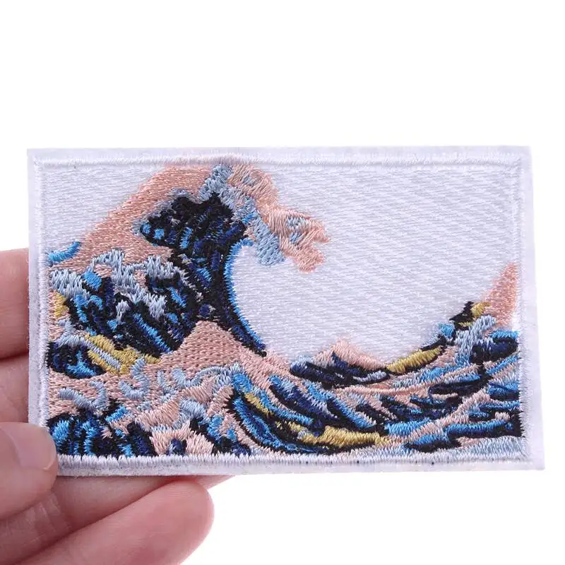 Prajna The Great Wave Off Kanagawa аппликация нашивки значки вышивка железа на патчи для одежды куртки футболки наклейки декор