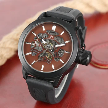 

Men Automatic Self-Wind Mechanical Wrist Watch Dial Sports Watch Stainless Steel Case Silicone Watchband Gift Relogio Masculino