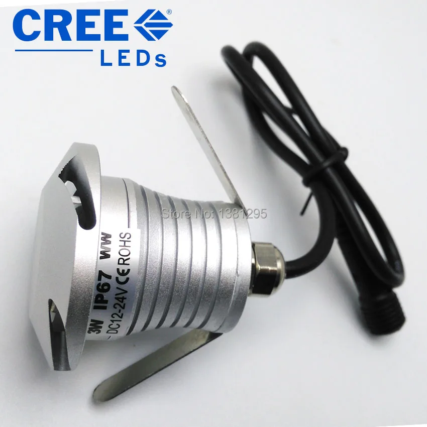 12V 24V IP67 3W CREE светодиодный встраиваемые Палуба этаж светильник Открытый Патио, Заземление подземный Скрытая лампа Лестницы терраса светильник ing Dim