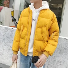 Men Women Black Yellow White Winter Fashion Casual Thick Parkas Jacket Male Cotton Padded Coat Lovers Warm Overcoat
