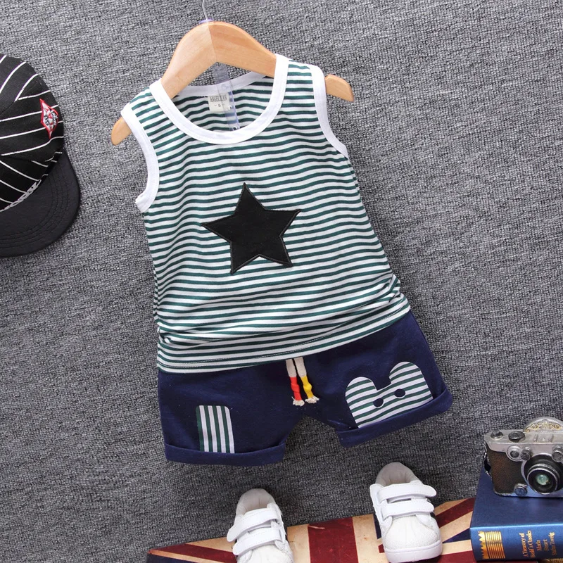 New Baby Boys Summer Clothing Sets Baby Boys Clothes Striped Pentagram