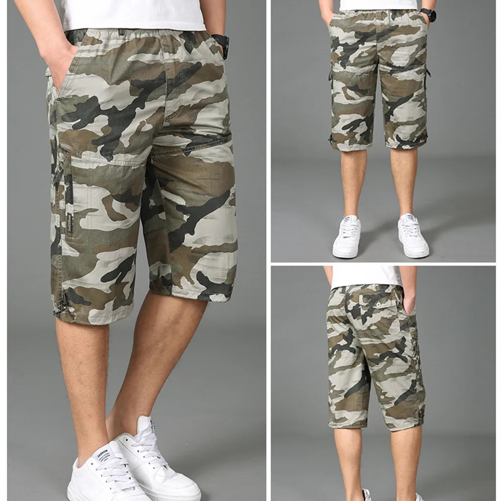 Мужские карго летние многоцветные со встроенным карманом и молнией pantalones hombre