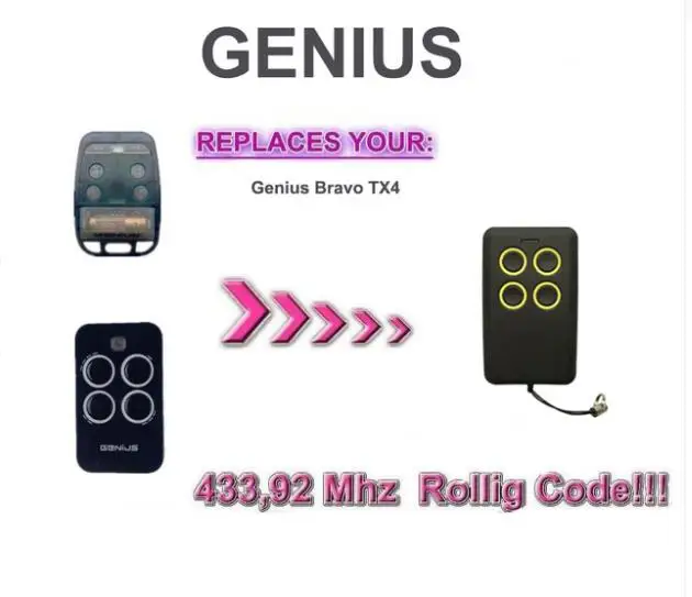 

For GENIUS Bravo TX4 Garage Remote Control replacement beautiful
