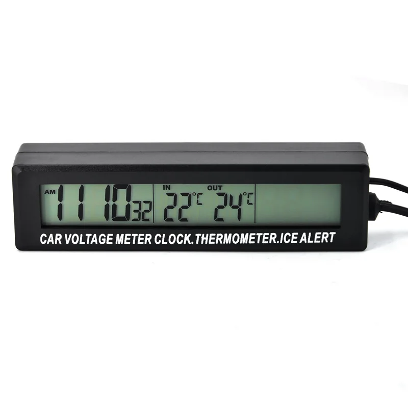 Mini lock for car Multi-function Car Thermometer Voltmeter Battery Voltage Temperature Monitor Meter Clock in car EC88