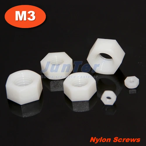 

100pcs/lot DIN934 M3 Nylon Metric Machine Hex Nuts