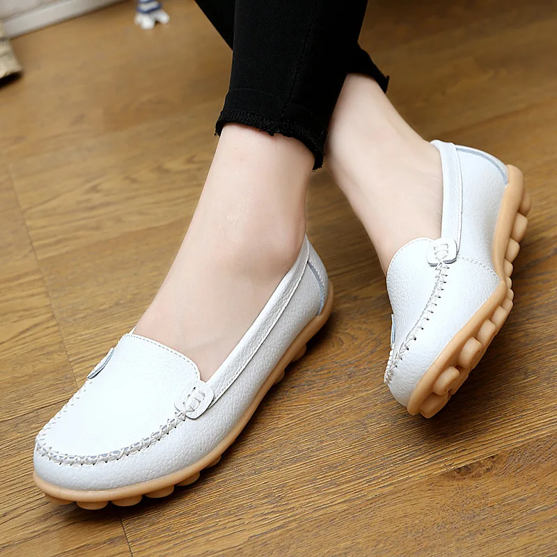 

Designer Women Ballet Flats Casual Split Leather Shoes Slip On Baleriny Non Slip Moccasins Femme Chaussure Femme Size 41~46