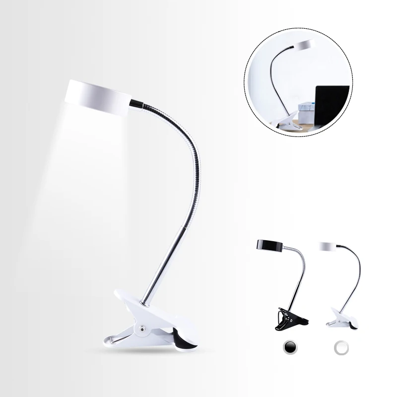 LED clip light book reading lamp 5W night light white table lamp with